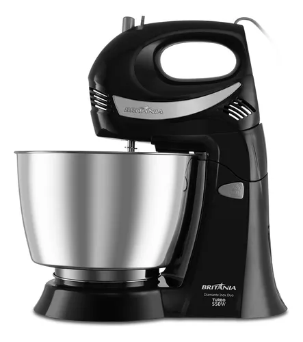 Batedeira Britânia Diamante Inox Turbo Duo 4,3l 550w Cor Preto