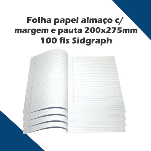 Papel Almaço Com Pauta E Margem A4 100 Folhas Branco