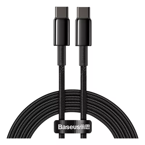  Cable USB C, Baseus 100 W PD 5A QC 4.0 de carga rápida USB C a USB  C, cable de carga USB tipo C trenzado de aleación de zinc para iPhone