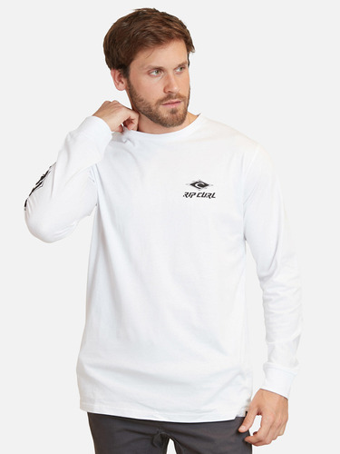 Polera Retro Rc Logo Tee Blanco Hombre Rip Curl