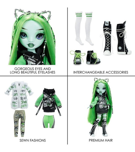Rainbow High Muñeca Harley Limestone Shadow Vision Neon