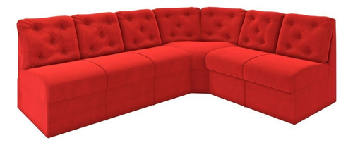 Sofá De Canto Vermelho 6 Lugares - 1,80 X 2,20