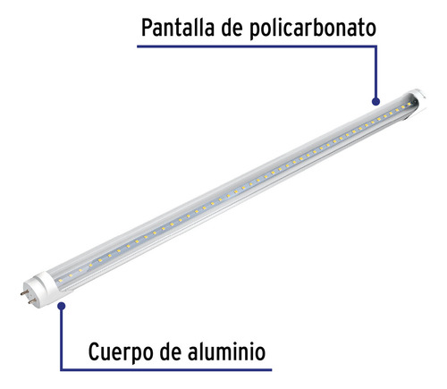 Tubo Led T8 36 W Base G13 Pantalla Policarbona Volteck 49310
