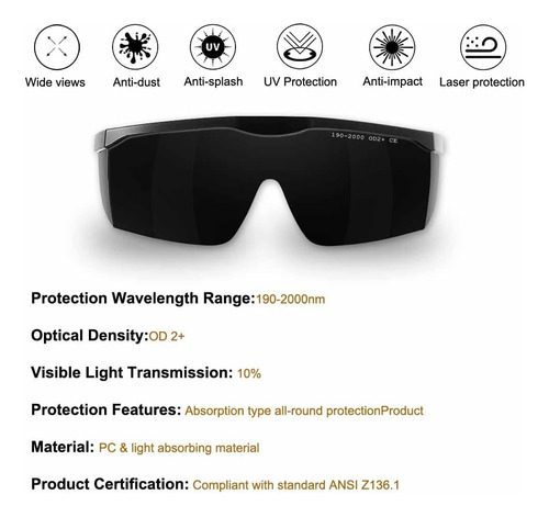 Gafas De Seguridad Laser Ipl190nm A 2000nm, Lentes De Blo...