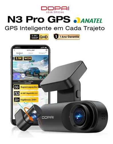 Câmera Veicular DDPAI N3 Pro GPS GPS Sensor G Visão Noturna Front...
