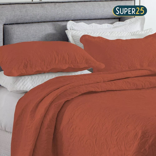 Colcha Cobre Leito Casal Dupla Face Matelado Boutis 3 Peças