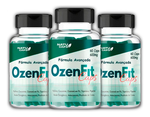 3 Potes De Ozenfit 180 Capsulas - Ação Termogênica Sem Sabor