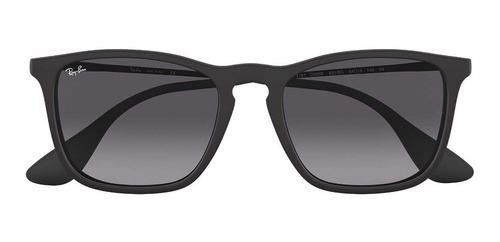 Imagen 2 de 3 de Anteojos de sol Ray-Ban Highstreet Chris Standard con marco de nailon color matte black, lente grey de cristal degradada, varilla matte black de acero/titanio - RB4187