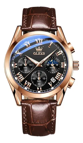 comprar Olevs Reloj Hombres Relojes De Cuero Marrón Para Hombres Fas