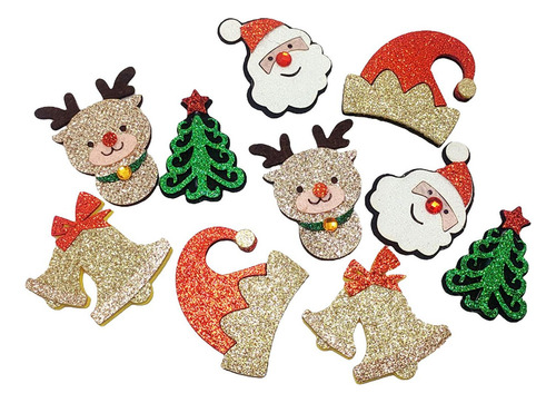 3 X 10 Piezas De Parches Navideños, Árbol De Papá Noel