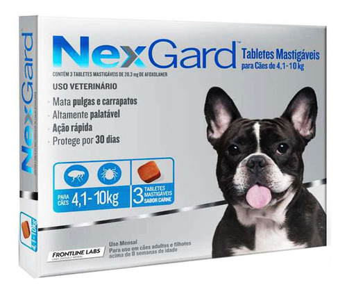 Nexgard Antipulgas E Carrapatos 4,1-10kg - 3 Tabletes