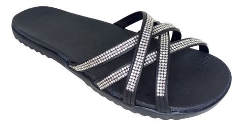 Rasteirinha Birken Papete Tirinhas Cruzada Strass - Ref. 814