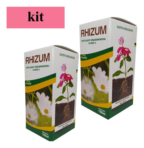 Kit 2 Rhizum Fertilizante Organomineral Enraizador 100 Ml