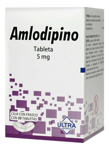 Amlodipino 5mg Caja Con Frasco 30 Tabletas