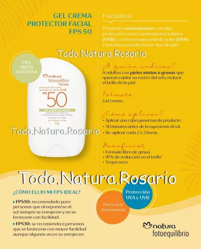 Protector Solar Facial Piel Grasa Fps50 Todo Natura Rosario