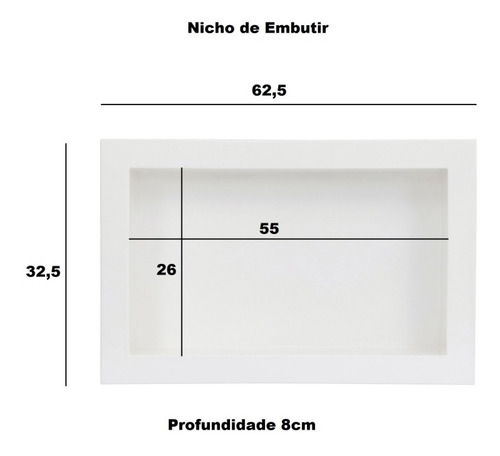 Imagem 3 de 3 de Nicho Para Banheiro E Cozinha Parede Embutir 30x60cm Cores