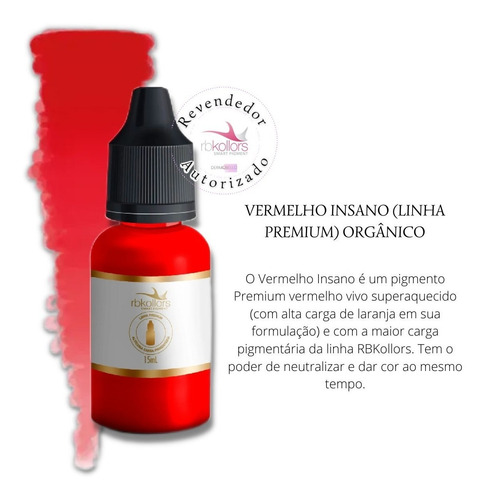 Kit 6 Pigmentos Lips Lábios Rbkollors + Vermelho Insano 15ml