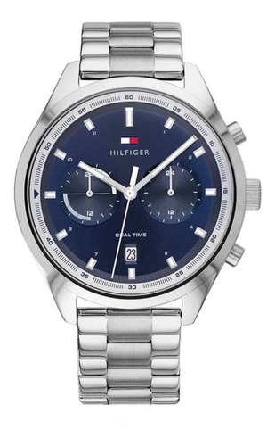 Reloj Tommy Hilfiger Hombre Multifuncion Bennett 1791725 Color de la malla Plateado Color del bisel Plateado Color del fondo Azul/Blanco