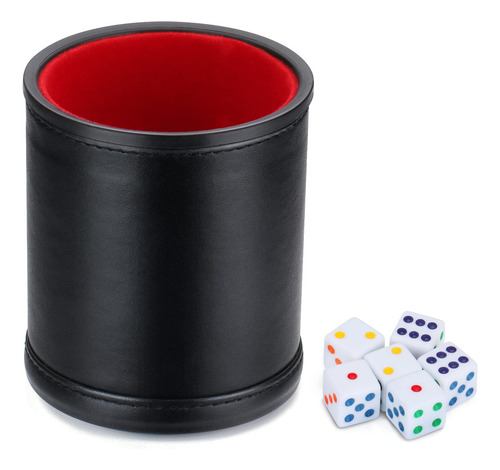 Delta-shop Taza De Dados Forrada, 6 Dados Silenciosos Yahtze