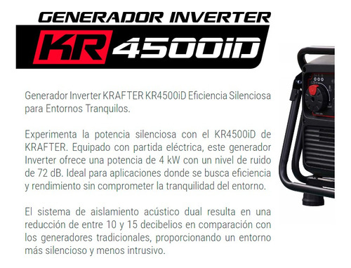 Generador Inverter Krafter 4000w 220v Kr4500id - Tecnodeliv