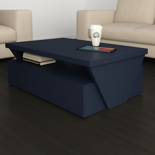 Mesa Moderna De Centro 90x45x40cm Para Sala O Estancia Azul Oscuro