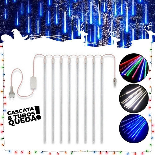 Meteoro Cascata 8 Tubo Led Bastão Chuva Gelo Luz Natal Pi Cor das luzes BR703-Colorido