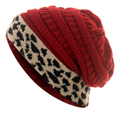 Gorro De Punto I Para Mujer, Con Forro Polar Grueso De Leopa