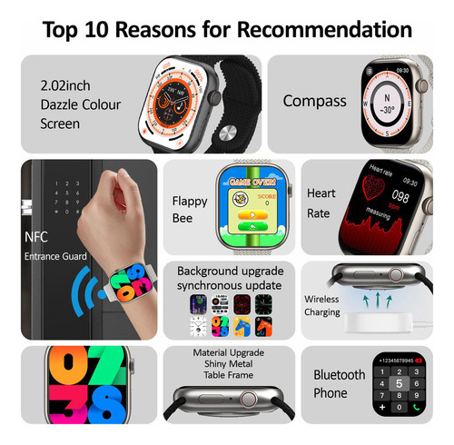 Paquete De Reloj Inteligente Hk9 Pro Para Android E Ios Color De La Caja Negro
