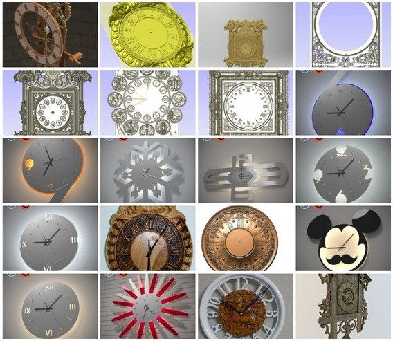 13 Unidades Acero 3D Modelos # Pared Relojes SET10 # For CNC 3D Impresora