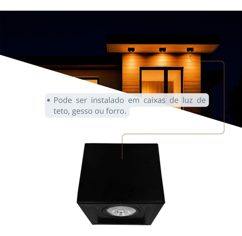 Spot Sobrepor Recuado De Teto Externo Fachada Beiral M 2690 Megalux Preto
