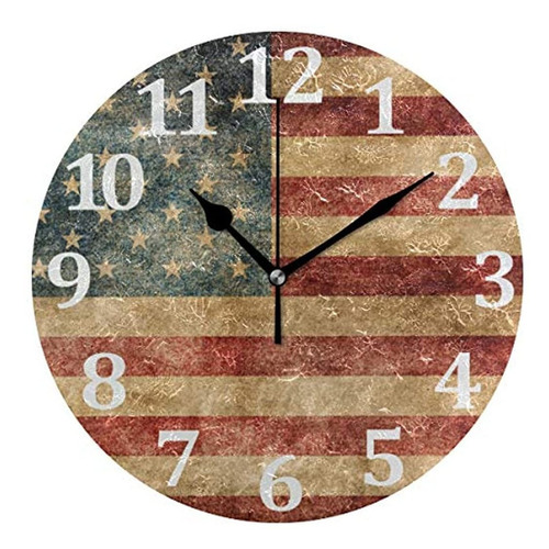 Baofu - Reloj De Pared Con Diseño De Bandera Americana