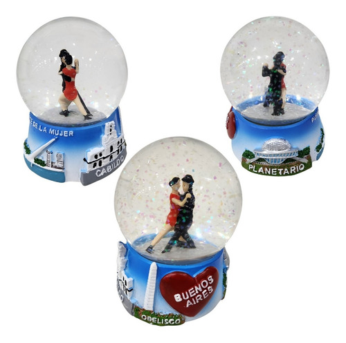 Globo De Vidrio Nieve Tango Argentino 8,5 X 7 Cm