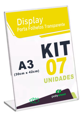 Display De Mesa De Acrilico Folha A3 L Vertical 7 Uni