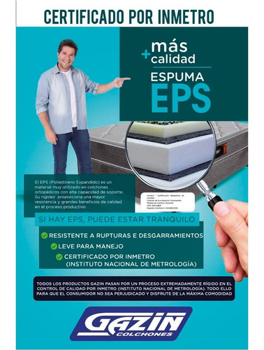 Imagen 6 de 8 de Sommier 2 Plazas Espuma Alta Densidad 150kg Altura 24cm