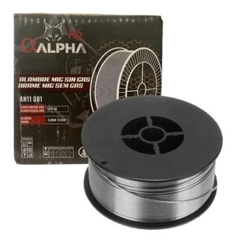 Alambre Mig Flux Tubular 0.8mm 1kg Alpha Soldar Sin Gas