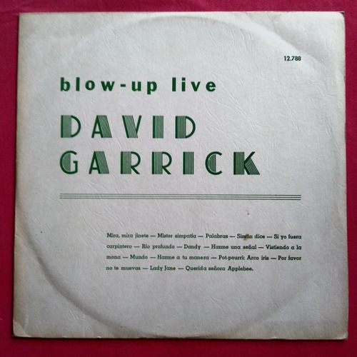 David Garrick Blow Up Live (rock) Lp Ed Uy De Época Impecabl