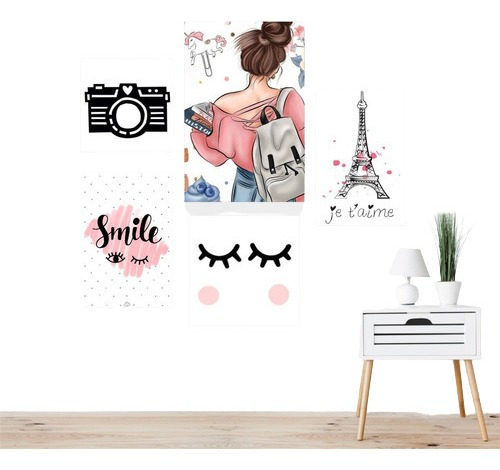 Quadros Decorativos Tumblr Girls Menina Power - 5 Unid