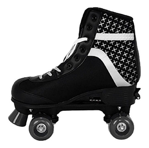 Imagem 2 de 6 de Patins 4 Rodas Retrô Clássico Preto Roller Skate Ajustavel