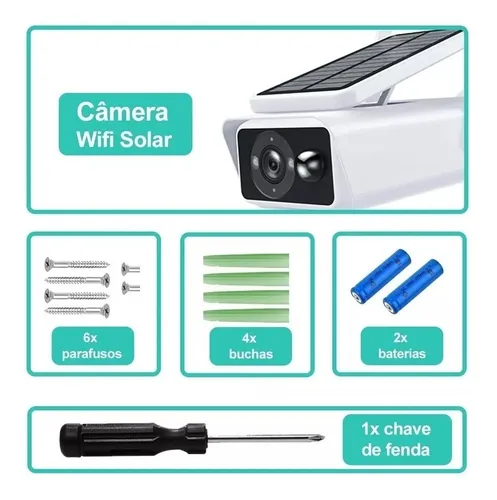 Câmera Ip Wifi Segurança Ip66 Energia Solar Full Hd Externa