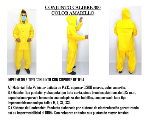 Conjunto Impermeable Amarillo De 300 Micras