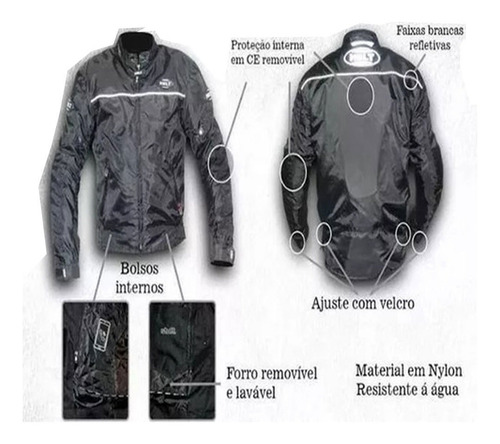 Imagem 4 de 4 de Jaqueta Motoqueiro Helt Daytona Nylon Preto