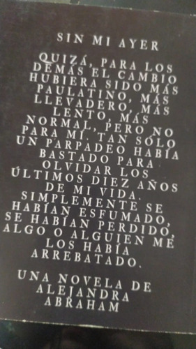 Imagen 2 de 3 de Libro Sin Mi Ayer De Alejandra Abraham