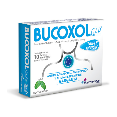 Bucoxolgar  3mg - 1mg Menta Tabletas Masticables X 10