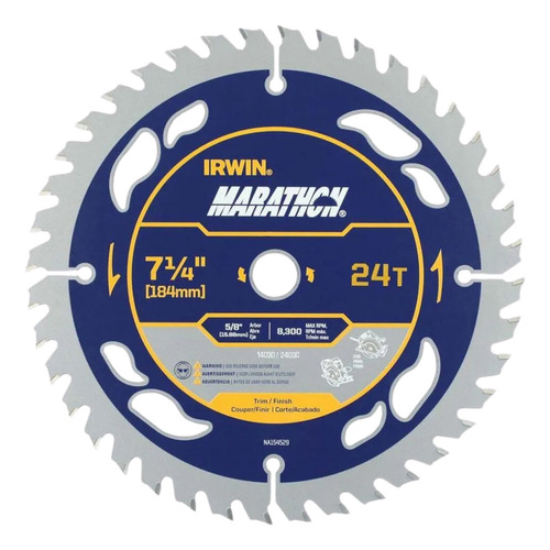 Disco Serra Circular Marathon 7.1/4 184mm 24 Dentes Irwin