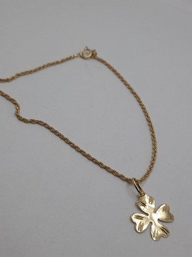 Pulseira Em Ouro 18k Baiana Com Pingente Trevo