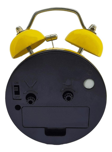Reloj despertador de escritorio con timbre mecánico de acero amarillo vintage