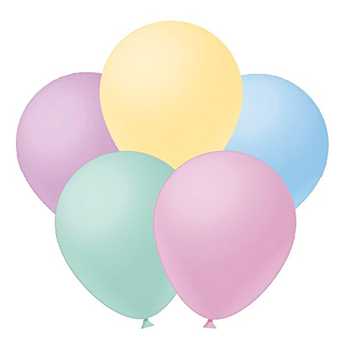 Balão Bexiga Liso Redondo Nº 9 Candy Colors Pastel - 50 Un
