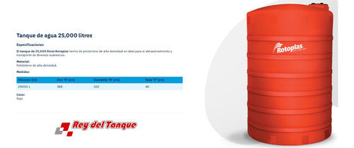 Tanque Rotoplas 25000 Lts Anti Incendio Rojo Alta Densidad