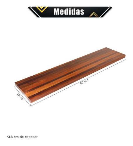 Imagen 4 de 10 de 3 Repisas Flotantes Madera Solida Parota Huanacaxtle 80x20cm