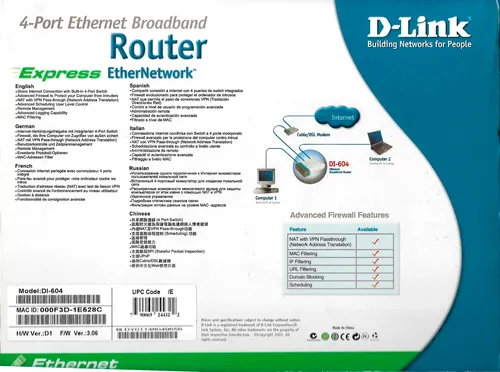 Router D-link Di-604 4 Puertos En Caja Original (Usado)